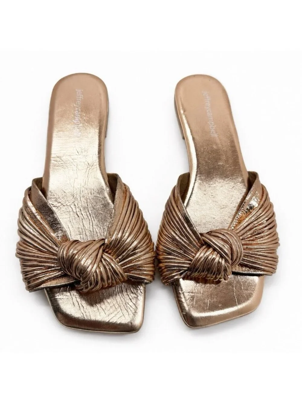 Jeffrey Campbell Knaughty-3 Rose Gold Knotted Slip-On Flat Sandal Size 7